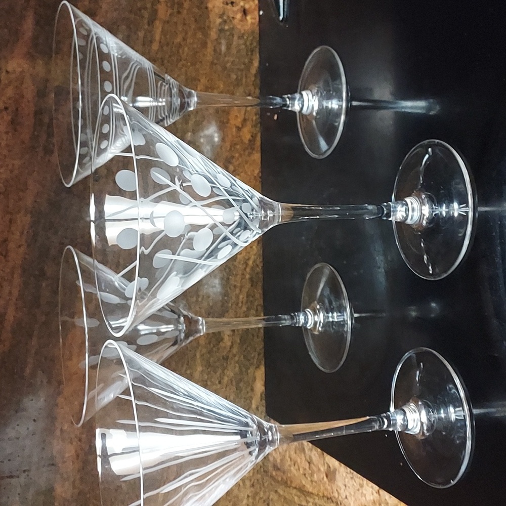 Mikasa Hetched Cheers Martini Glasses Set of 4.
